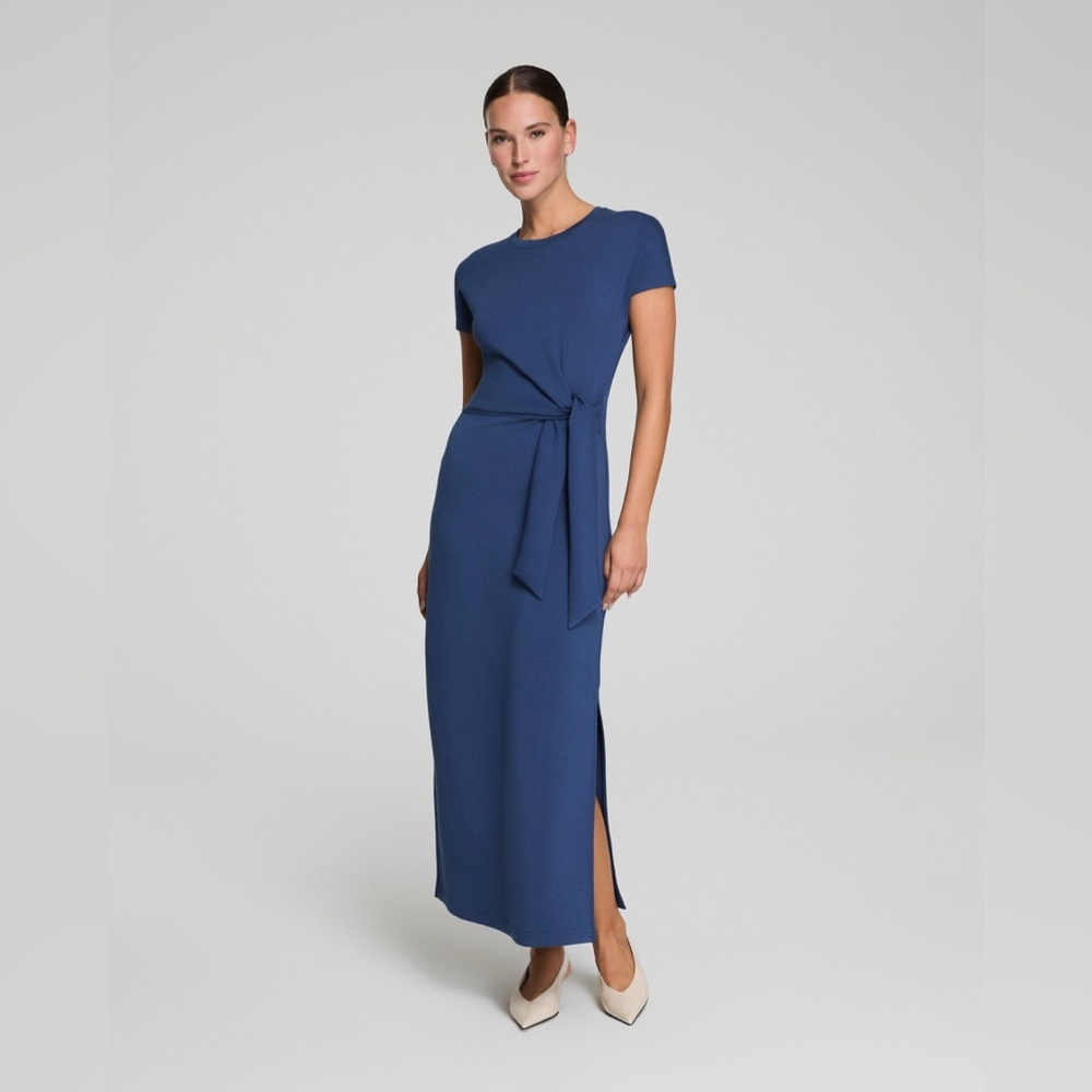 Spanx Airessentials Tie Waist Maxi Dress in Faded Indigo Size XS.